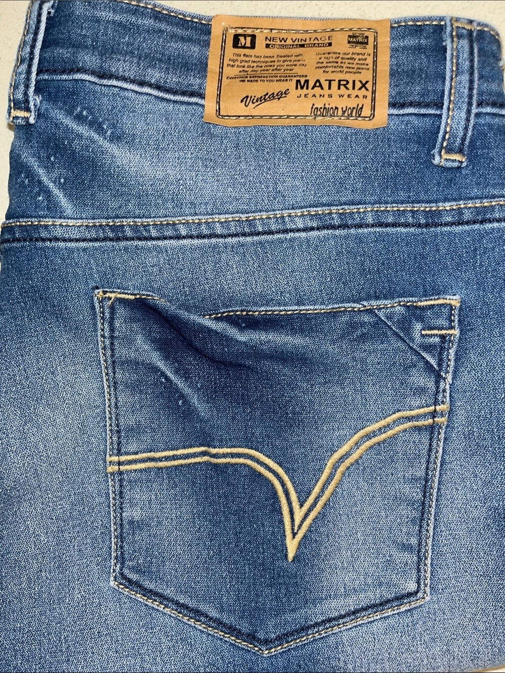 Matix Men’s Straight Blue Denim Jeans with Contrast Stitching
